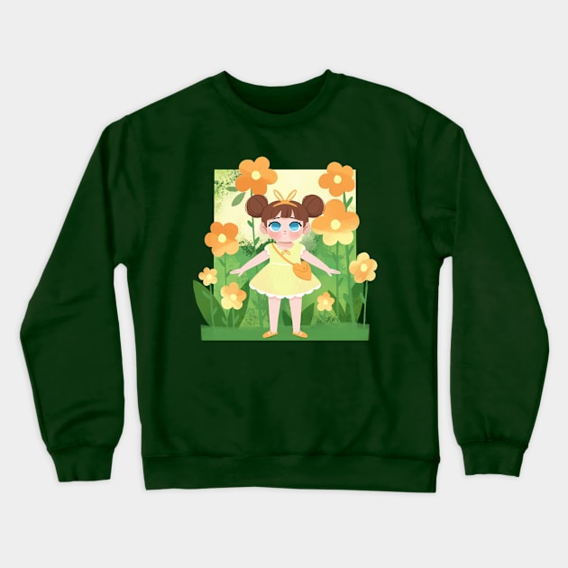 Flower Girl Crewneck Sweatshirt by Lobomaravilha